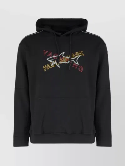 Paul & Shark Cotton Hoodie With Drawstring And Front Pocket In Black