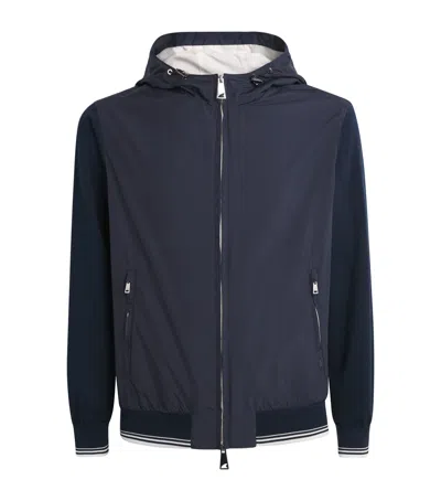 Paul & Shark Cotton Hybrid Hooded Bomber Jacket In Blue