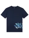 Paul & Shark Cotton Jersey T-shirt With Distressed Sharks Print In Blue