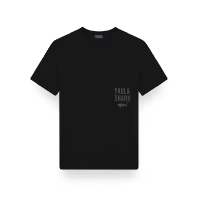 Paul & Shark Cotton Jersey T-shirt With Logo Embroidery In Black