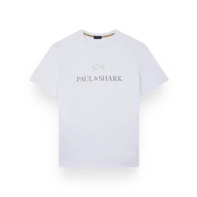 Paul & Shark Cotton Jersey T-shirt With Logo Print In White