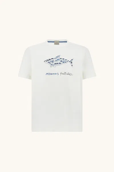 Paul & Shark Cotton Jersey T-shirt With Mikonos Real Estate Print In White