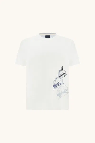 Paul & Shark Cotton Jersey T-shirt With Shark Print In White