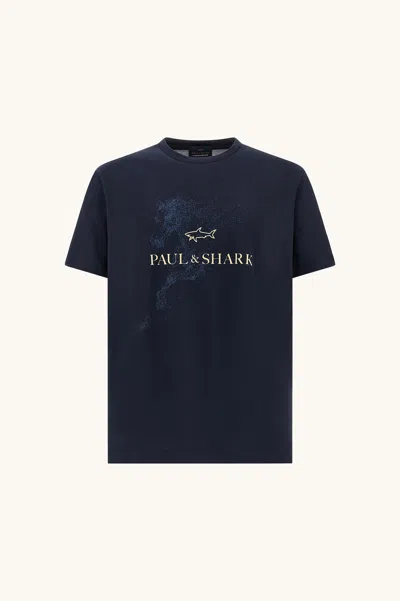 Paul & Shark Cotton Jersey T-shirt With Year Of The Horse Print In Blue
