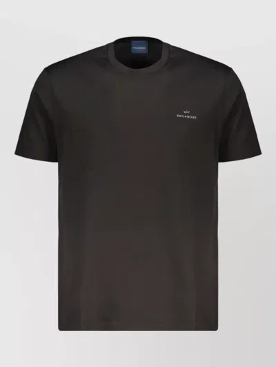 Paul & Shark Cotton Logo Print Short Sleeve T Shirt In Black