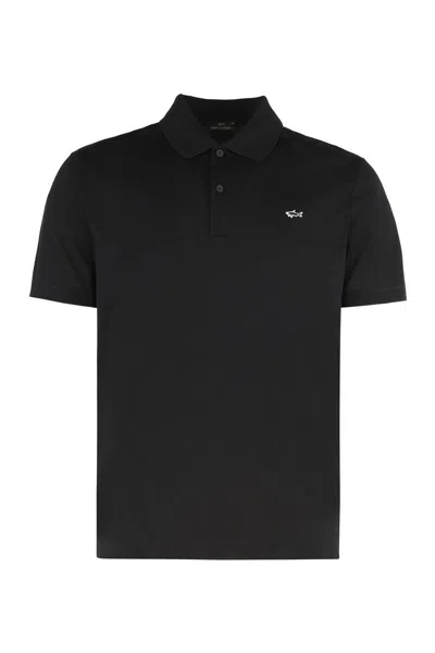 Paul & Shark Short-sleeve Polo Shirt Featuring Side Slits In Black