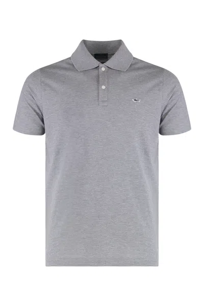Paul & Shark Short-sleeved Cotton Polo Shirt For Casual Style In Gray