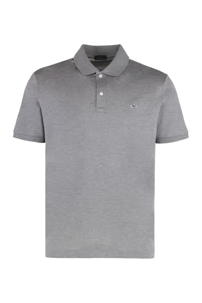 Paul & Shark Short-sleeved Cotton Polo Shirt For Casual Style In Gray