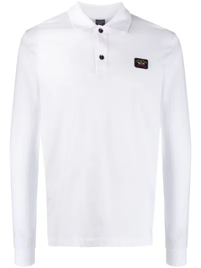 Paul & Shark Cotton Pique Polo Shirt With Iconic Badge Clothing In White