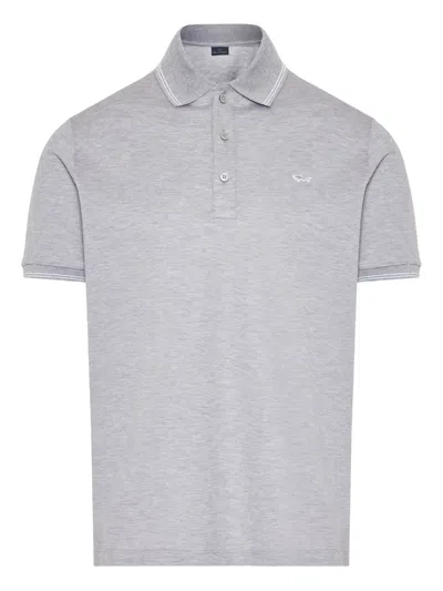Paul & Shark Blue Short-sleeved Polo Shirt In Cotton In Gray