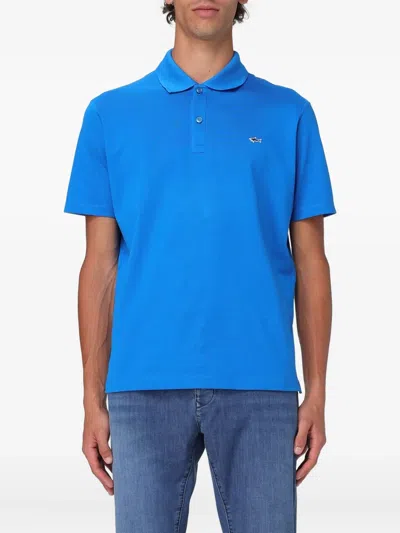 Paul & Shark Short-sleeved Cotton Polo Shirt For Casual Style In Blue