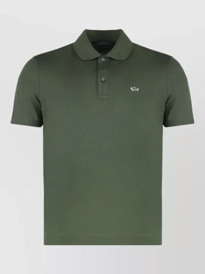 Paul & Shark Cotton Polo Shirt Logo Detail In Green
