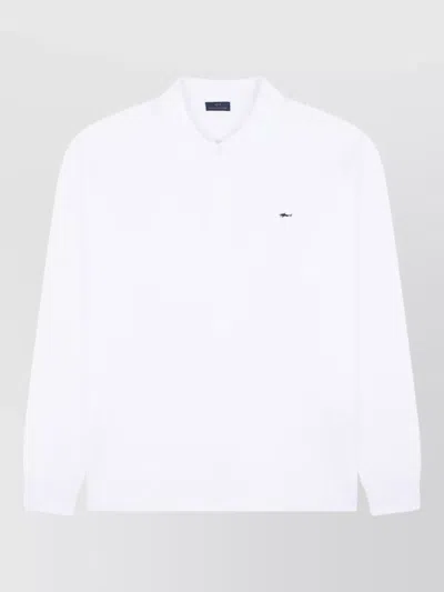 Paul & Shark Cotton Polo Shirt Long Sleeves Collar In White