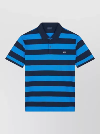 Paul & Shark Cotton Polo Shirt Striped Pattern In Blue