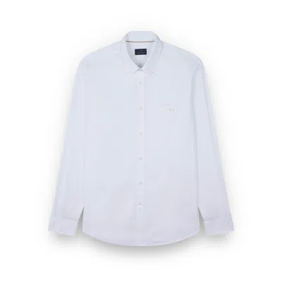 Paul & Shark Cotton Poplin Shirt With Reflective Print In Blue