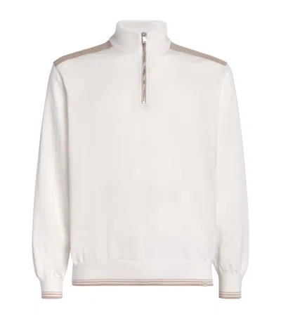 Paul & Shark Cotton Quarter-zip Sweater In White