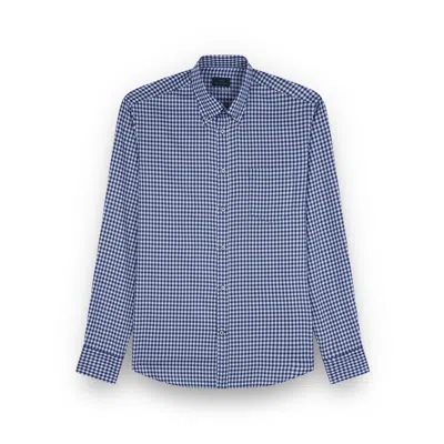 Paul & Shark Cotton Shirt With Checkered Pattern In Blue
