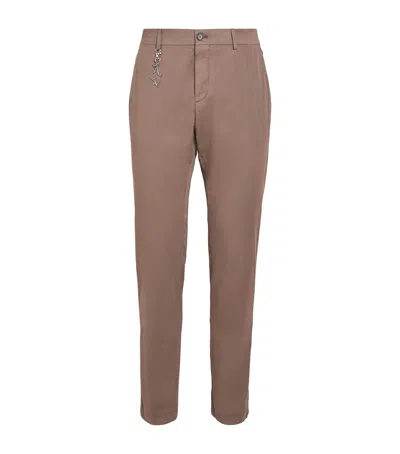Paul & Shark Cotton-silk-blend Straight Chinos In Brown