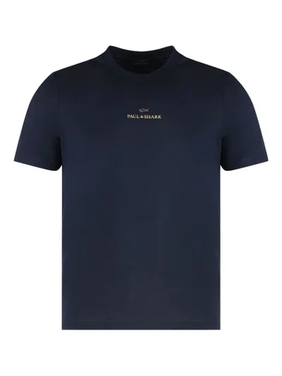 Paul & Shark Cotton Crew Neck T Shirt Short Sleeves In Blue