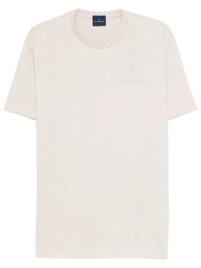 Paul & Shark Cotton T-shirt With Tone-on-tone Logo Embroidery In Neutral