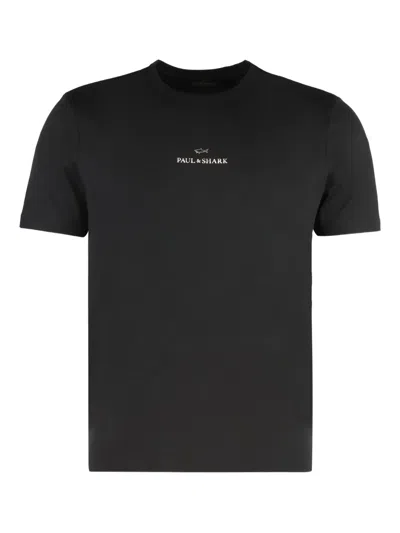 Paul & Shark Crew-neck Logo T-shirt In Black