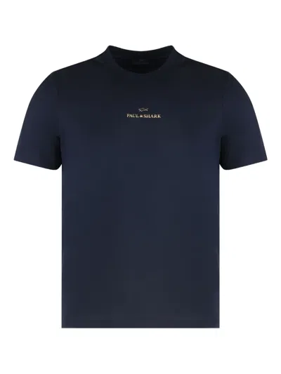 Paul & Shark Crew-neck Logo T-shirt In Blue
