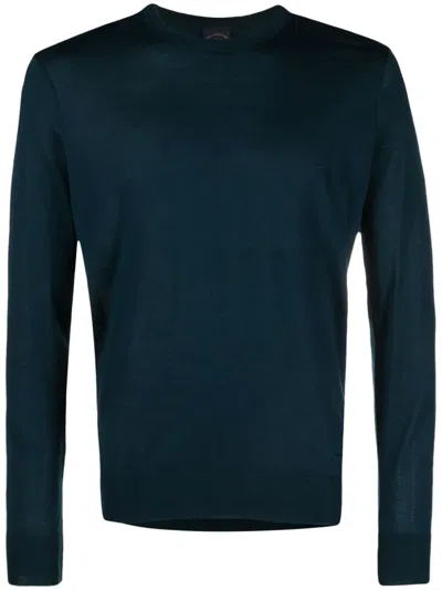 Paul & Shark Crew-neck Virgin Wool Jumper In Blue