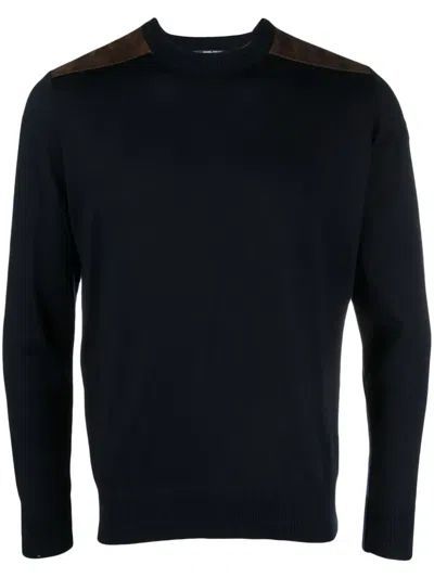 Paul & Shark Crew-neck Virgin Wool Jumper In Blue