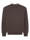 Paul & Shark Crew-neck Wool Sweater In Brown
