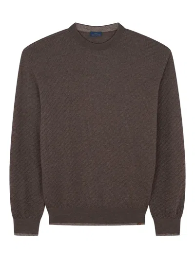 Paul & Shark Crew-neck Wool Sweater In Brown