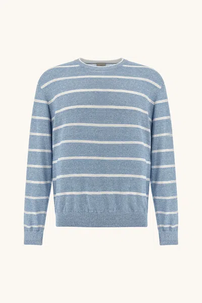 Paul & Shark Striped Crew-neck Sweater In Blue