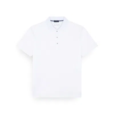 Paul & Shark Double Mercerised Cotton Jersey Polo Shirt With Shark Fin Embroidery In White