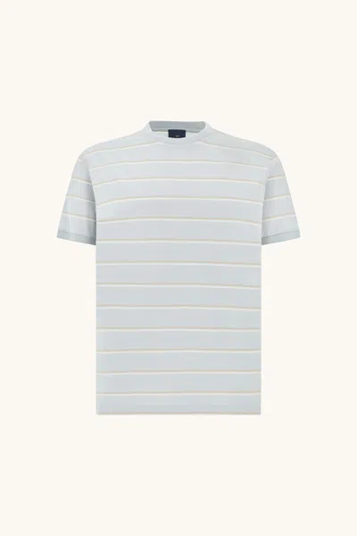 Paul & Shark Double Mercerised Cotton Jersey T-shirt With Stripe Pattern In Blue
