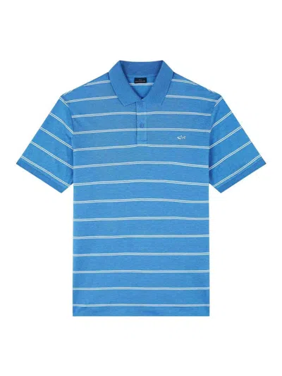 Paul & Shark Double Pique Cotton Pole Lines In Blue