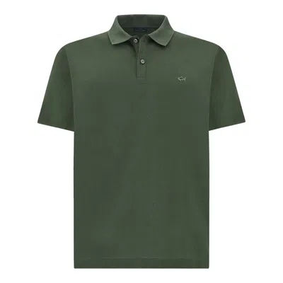 Paul & Shark Double Piqué Cotton Polo In Green