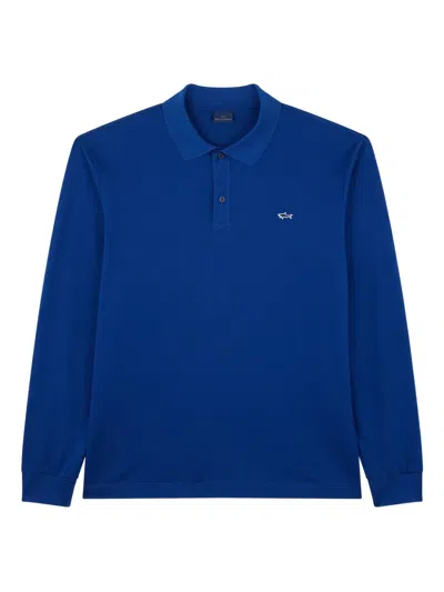 Paul & Shark Double Piqué Cotton Polo Shirt In Blue