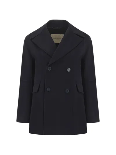 Paul & Shark Double-breasted Cashmere Peacoat In Blue