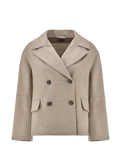 Paul & Shark Double-breasted Cashmere Peacoat In Neutral