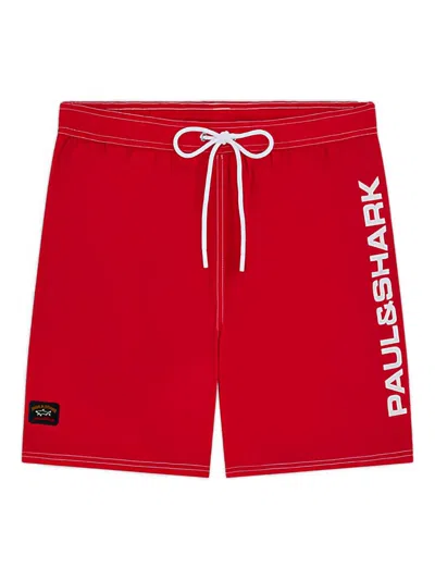 Paul & Shark Drawstring Swim Shorts In Red