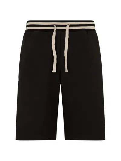 Paul & Shark Drawstring-waist Striped-trim Shorts In Black