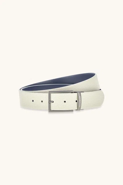 Paul & Shark Eclisse Reversible Leather Belt In White