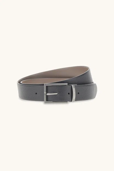 Paul & Shark Eclisse Reversible Leather Belt In Black