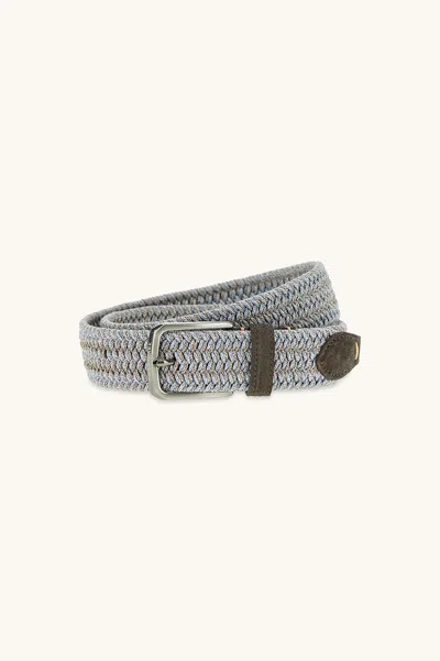 Paul & Shark Elastic Braided Belt With Suede Finishes In Gray
