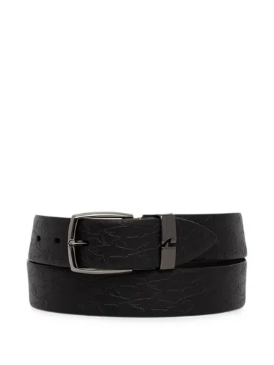 Paul & Shark Embossed Leather Belt In Black