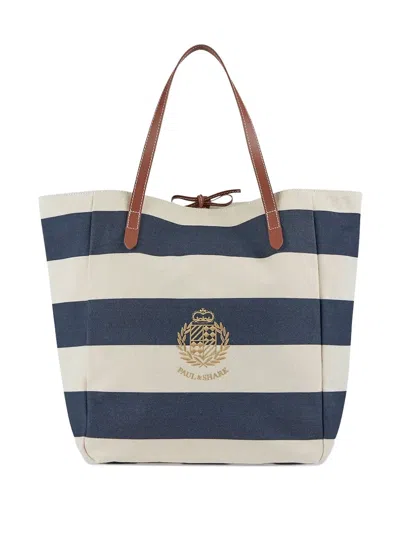 Paul & Shark Embroidered-logo Stripe-pattern Bag In Blue
