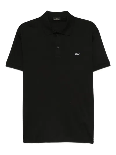 Paul & Shark Embroidered Polo Shirt In Black