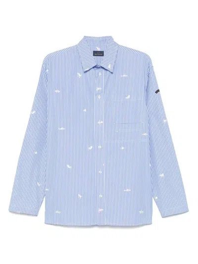 Paul & Shark Embroidered Striped Shirt Clothing In Blue