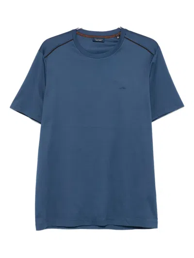 Paul & Shark Embroidered-wave Crew-neck T-shirt In Blue