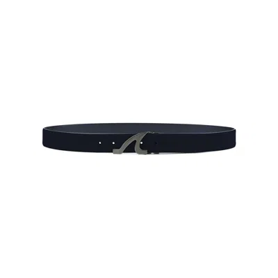 Paul & Shark Fin-buckle Leather Belt In Blue