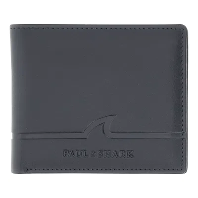 Paul & Shark Fin-embossed Leather Billfold Wallet In Blue